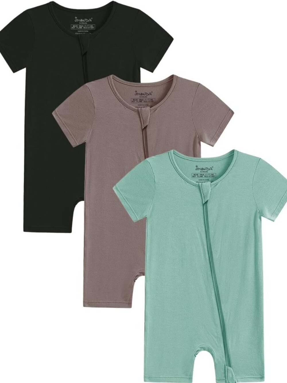 Soft Baby Bamboo Rayon Short Sleeve Rompers Set - 3pc Cozy PJs for Infants
